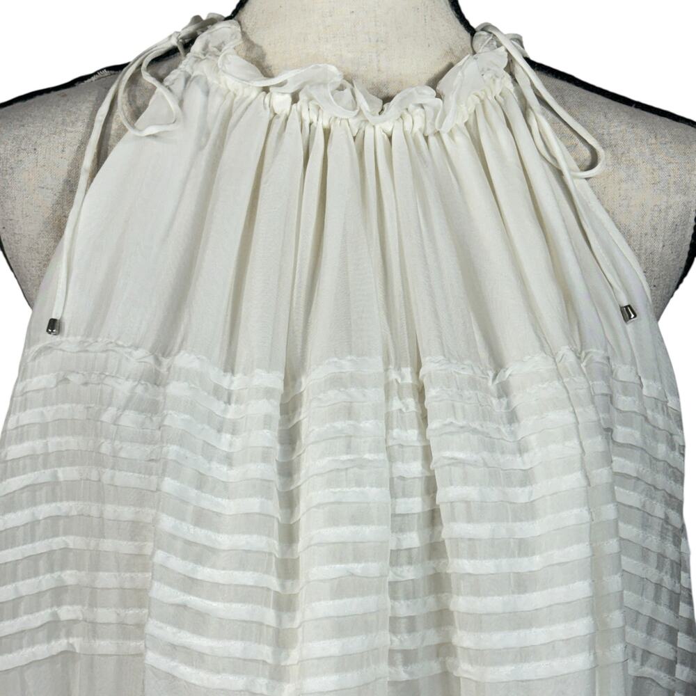 Anthropologie Let Me Be 1X-Large Halter Mini Dress Tiered Tie Shoulder Ruffled - Picture 3 of 16